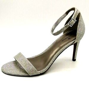 Worthington Sandals‎ 9.5 Womens Dressy Ankle Strap  Silver Glitter Stiletto NEW